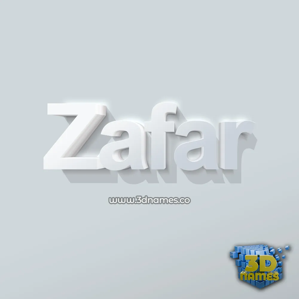zafar in Clean White style - 3D name wallpaper