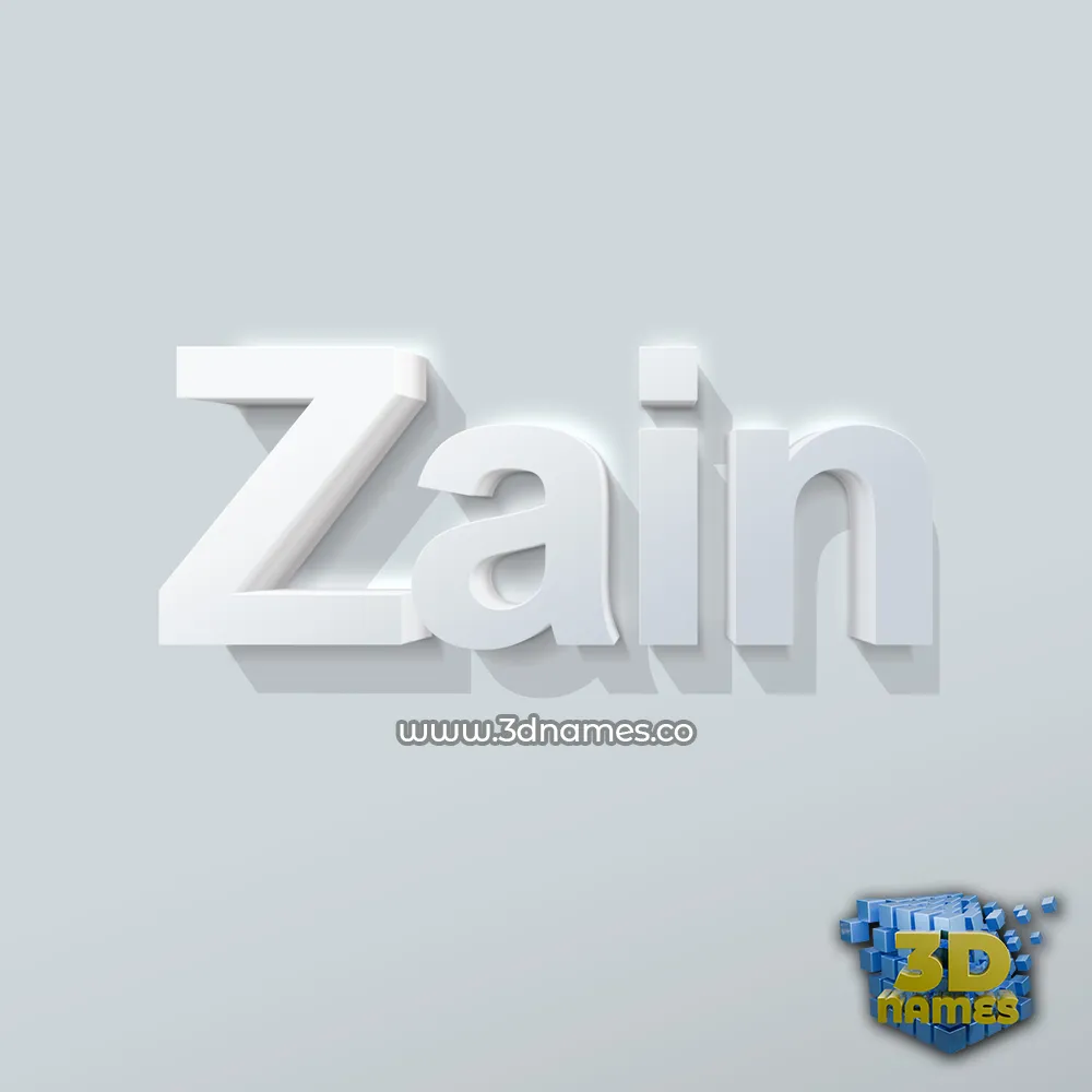 zain in Clean White style - 3D name wallpaper