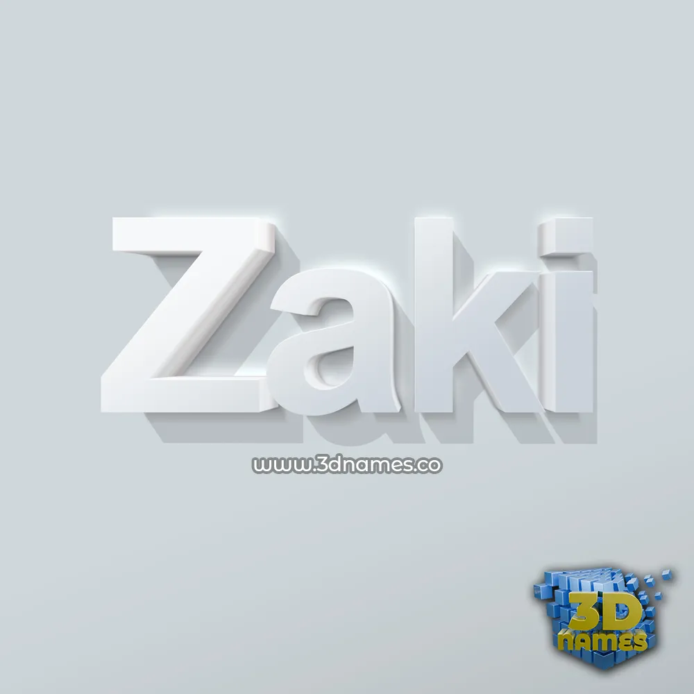 zaki in Clean White style - 3D name wallpaper