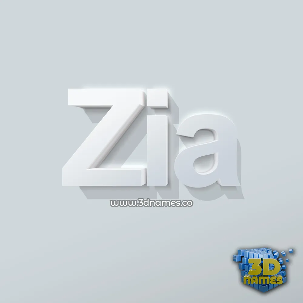 zia in Clean White style - 3D name wallpaper