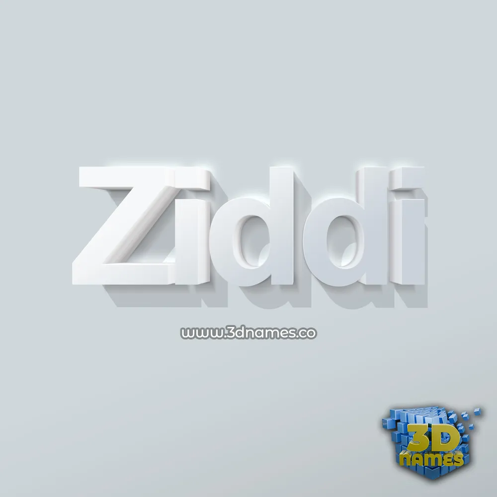 ziddi in Clean White style - 3D name wallpaper
