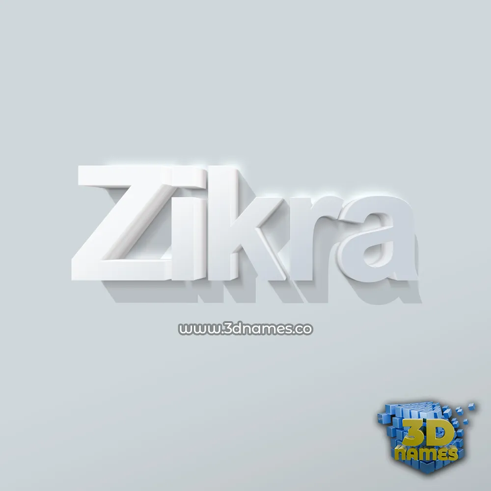 zikra in Clean White style - 3D name wallpaper