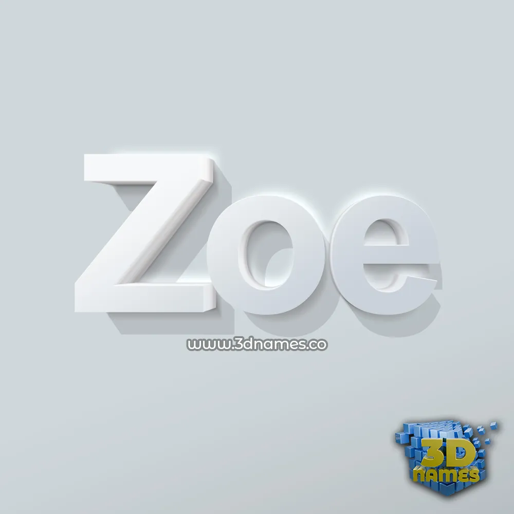 zoe in Clean White style - 3D name wallpaper