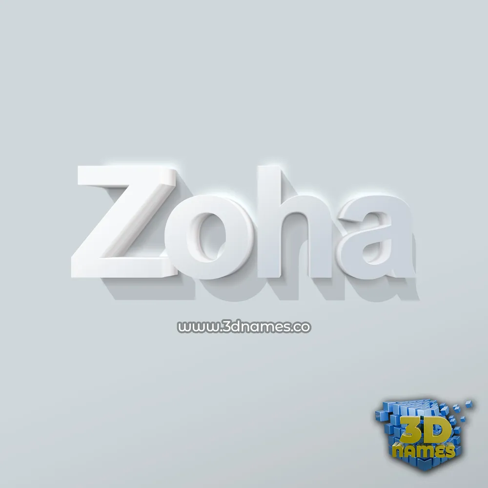 zoha in Clean White style - 3D name wallpaper