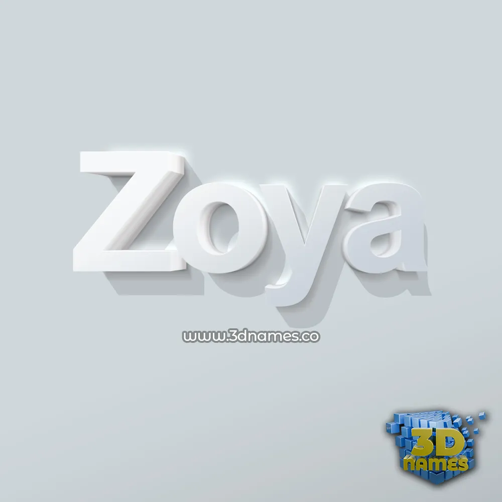 zoya in Clean White style - 3D name wallpaper