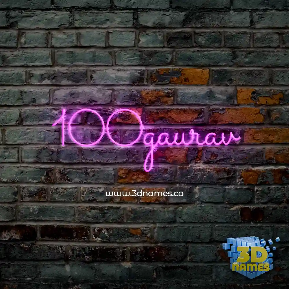 100gaurav in Pink Neon style - 3D name wallpaper