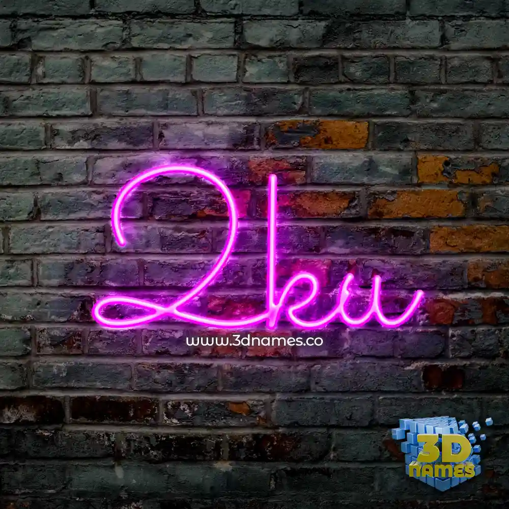 2ku in Pink Neon style - 3D name wallpaper