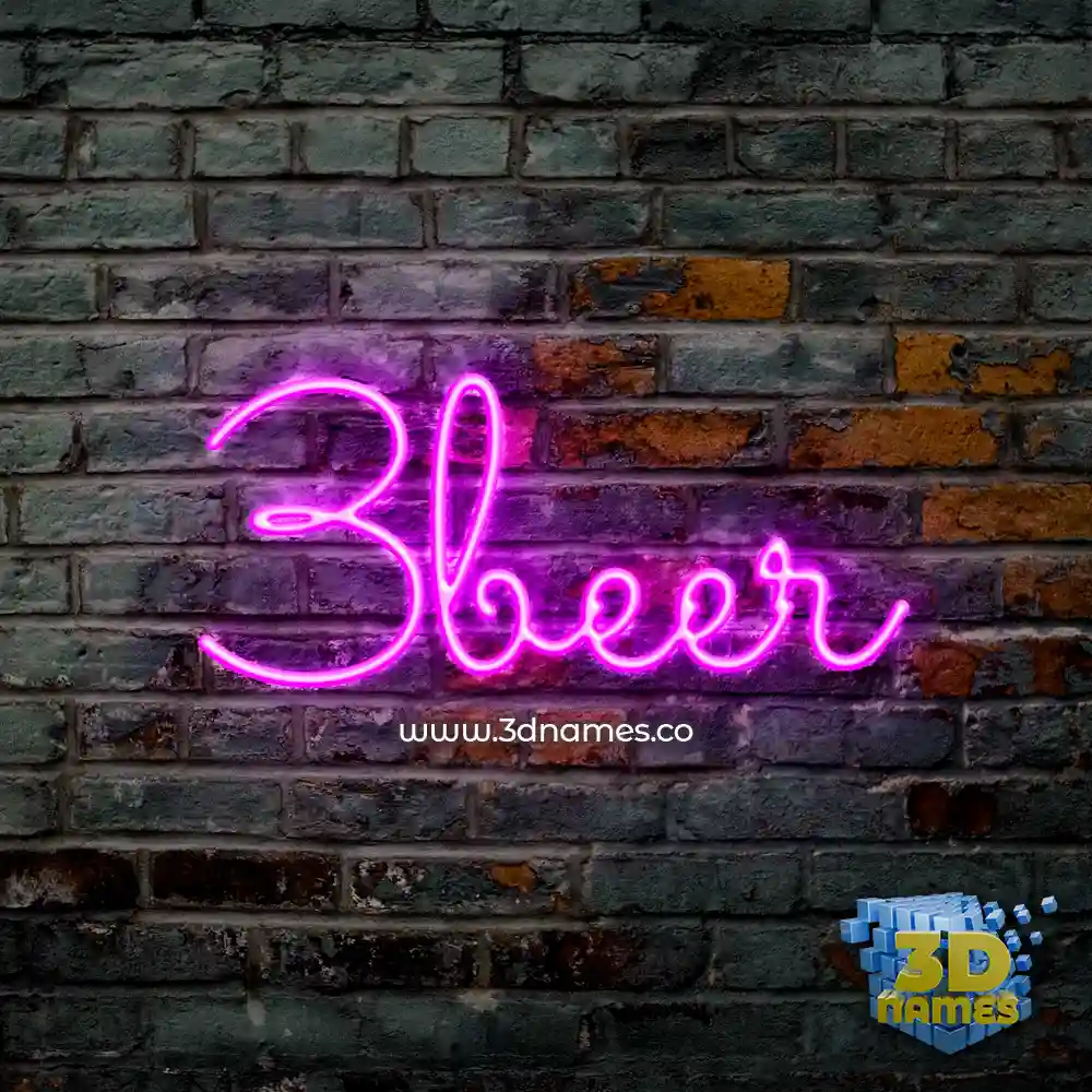 3beer in Pink Neon style - 3D name wallpaper