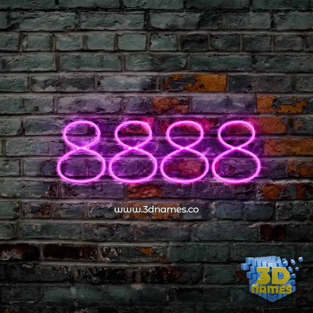 8888 in Pink Neon style - 3D name wallpaper