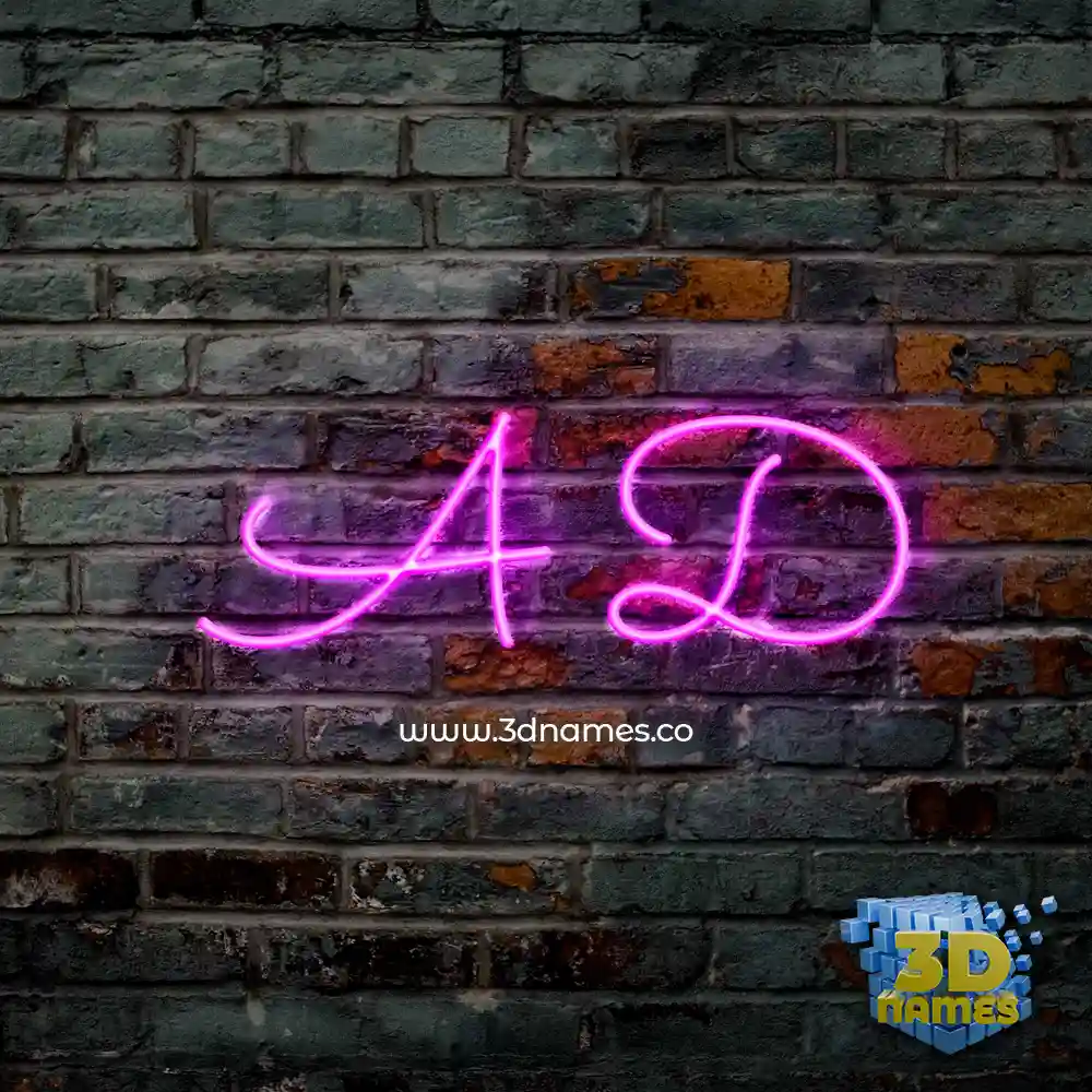 a d in Pink Neon style - 3D name wallpaper