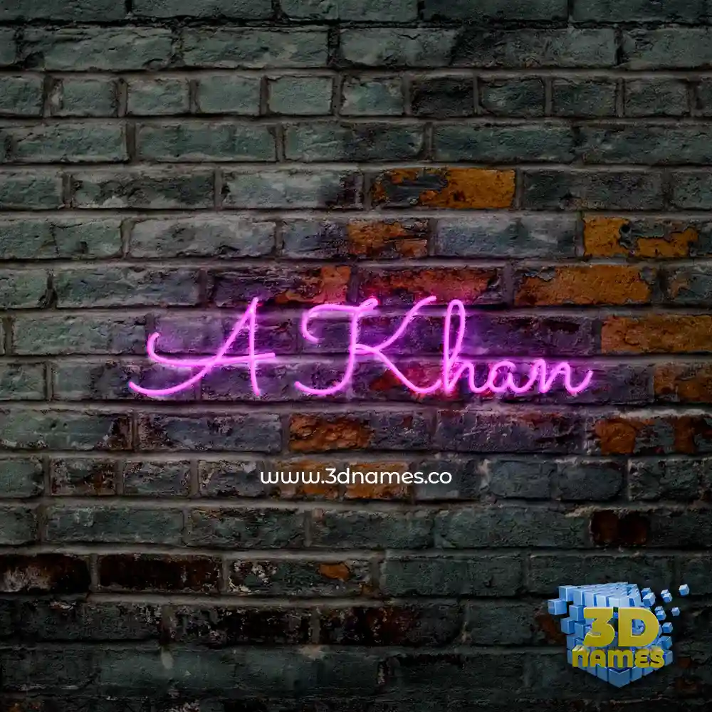 a khan in Pink Neon style - 3D name wallpaper