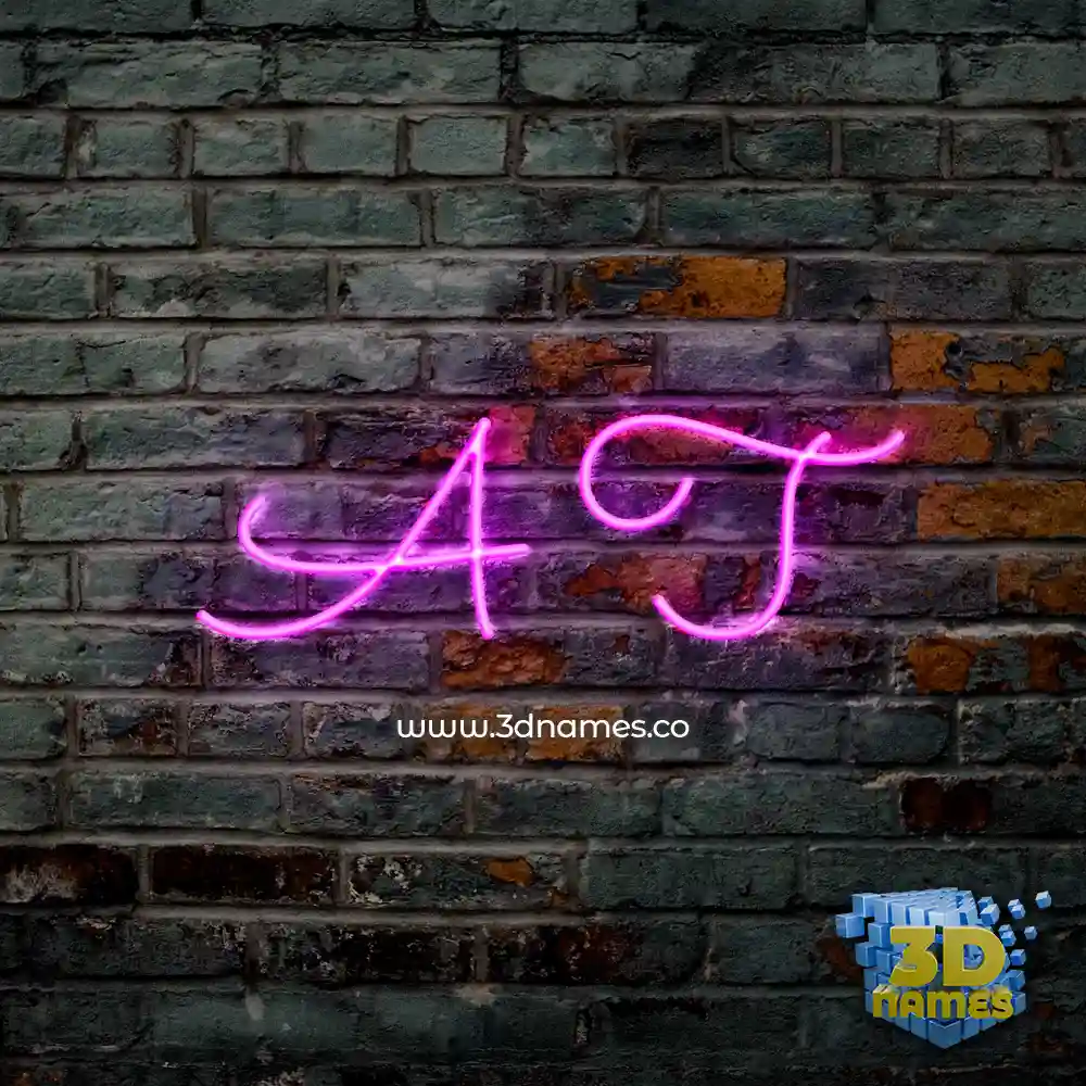 a t in Pink Neon style - 3D name wallpaper