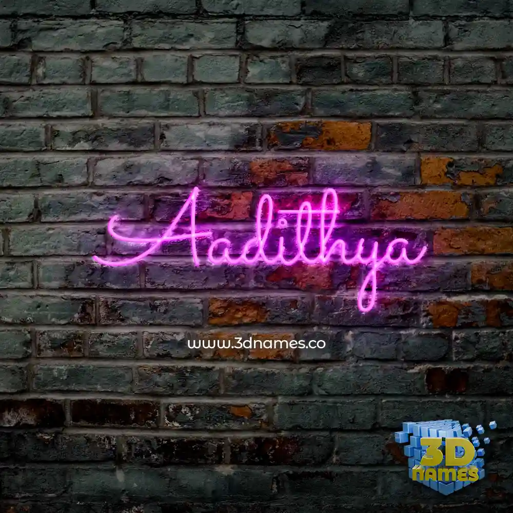 aadithya in Pink Neon style - 3D name wallpaper