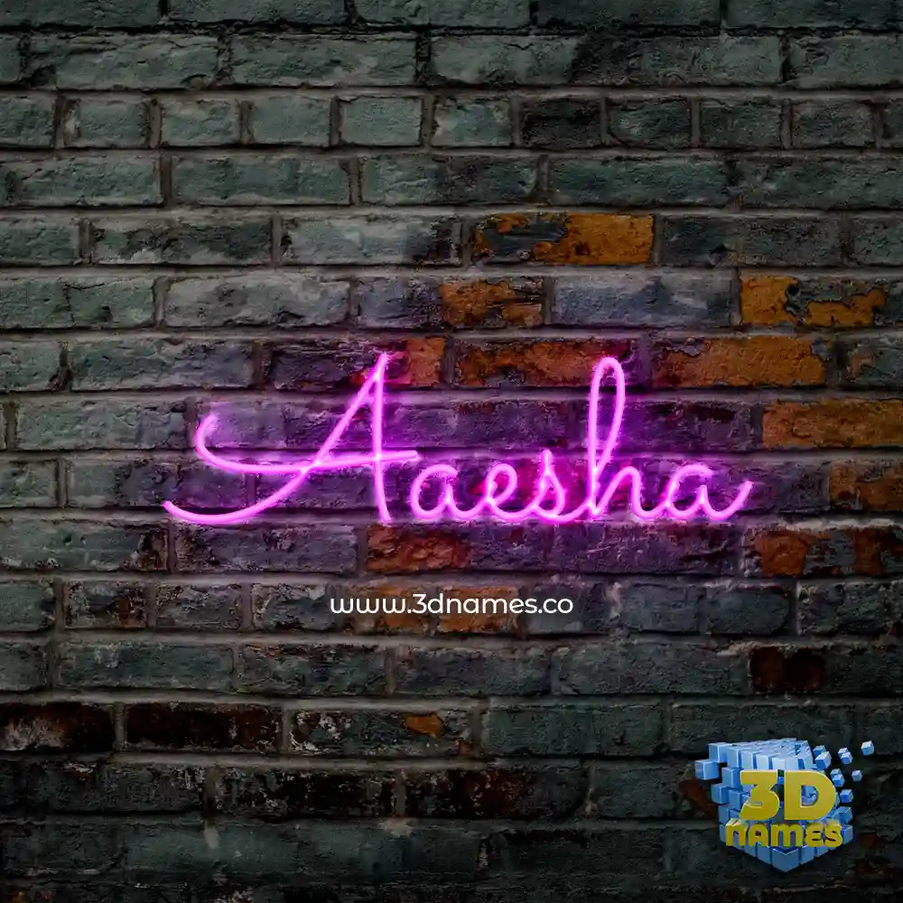 aaesha in Pink Neon style - 3D name wallpaper