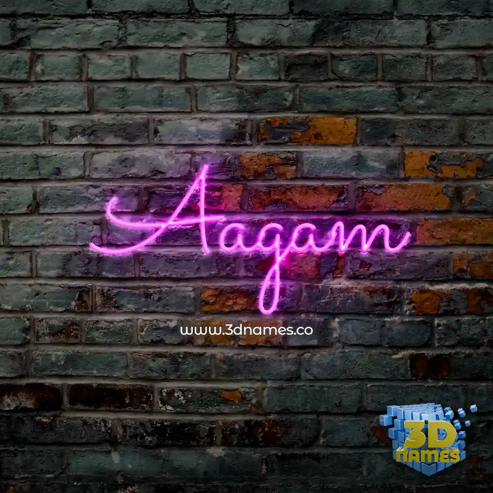 aagam in Pink Neon style - 3D name wallpaper