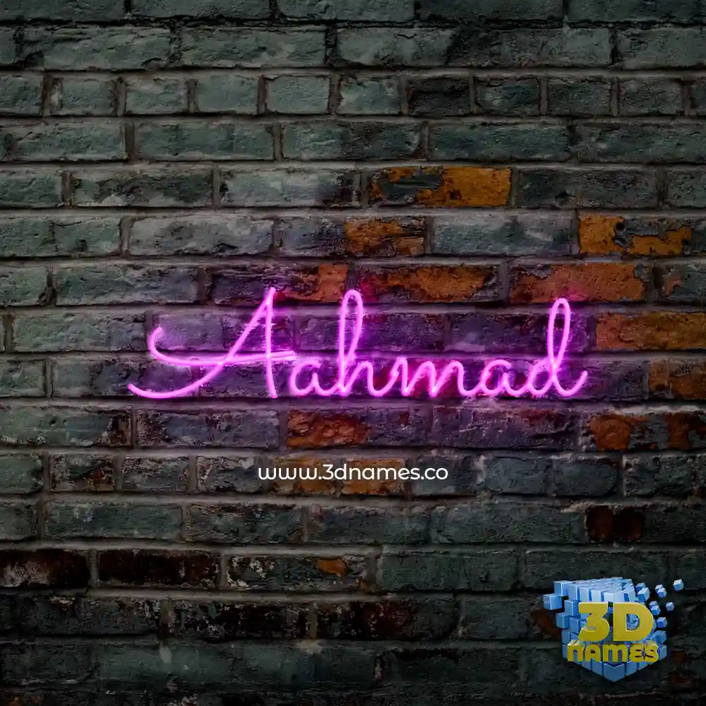 aahmad in Pink Neon style - 3D name wallpaper