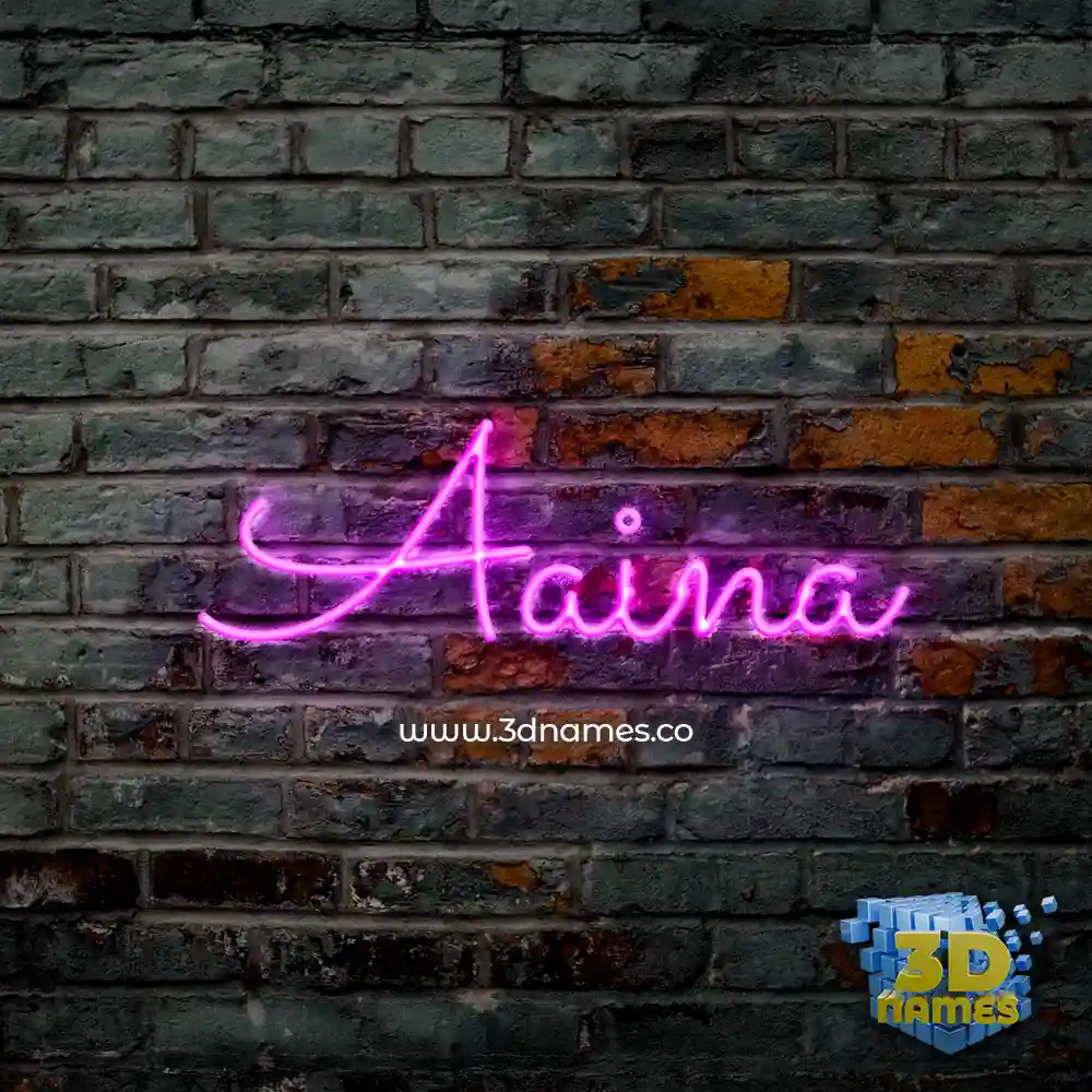 aaina in Pink Neon style - 3D name wallpaper