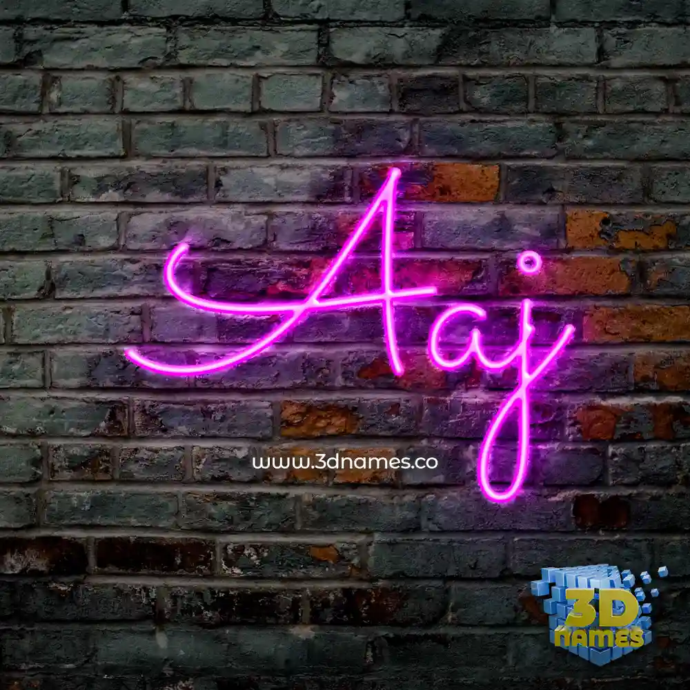 aaj in Pink Neon style - 3D name wallpaper