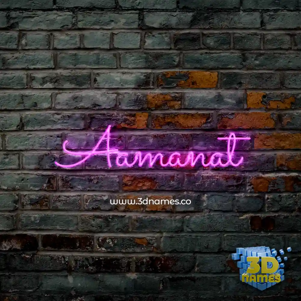 aamanat in Pink Neon style - 3D name wallpaper
