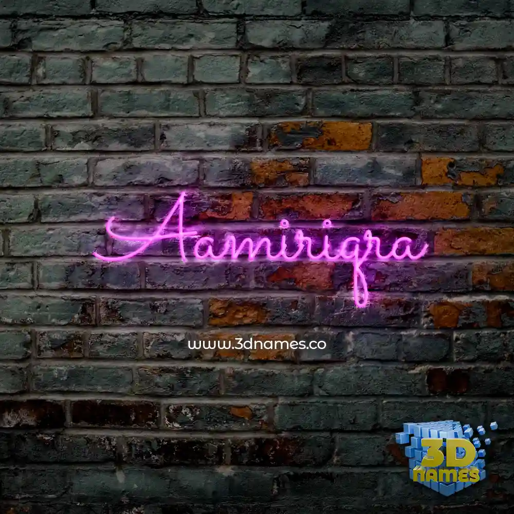 aamiriqra in Pink Neon style - 3D name wallpaper