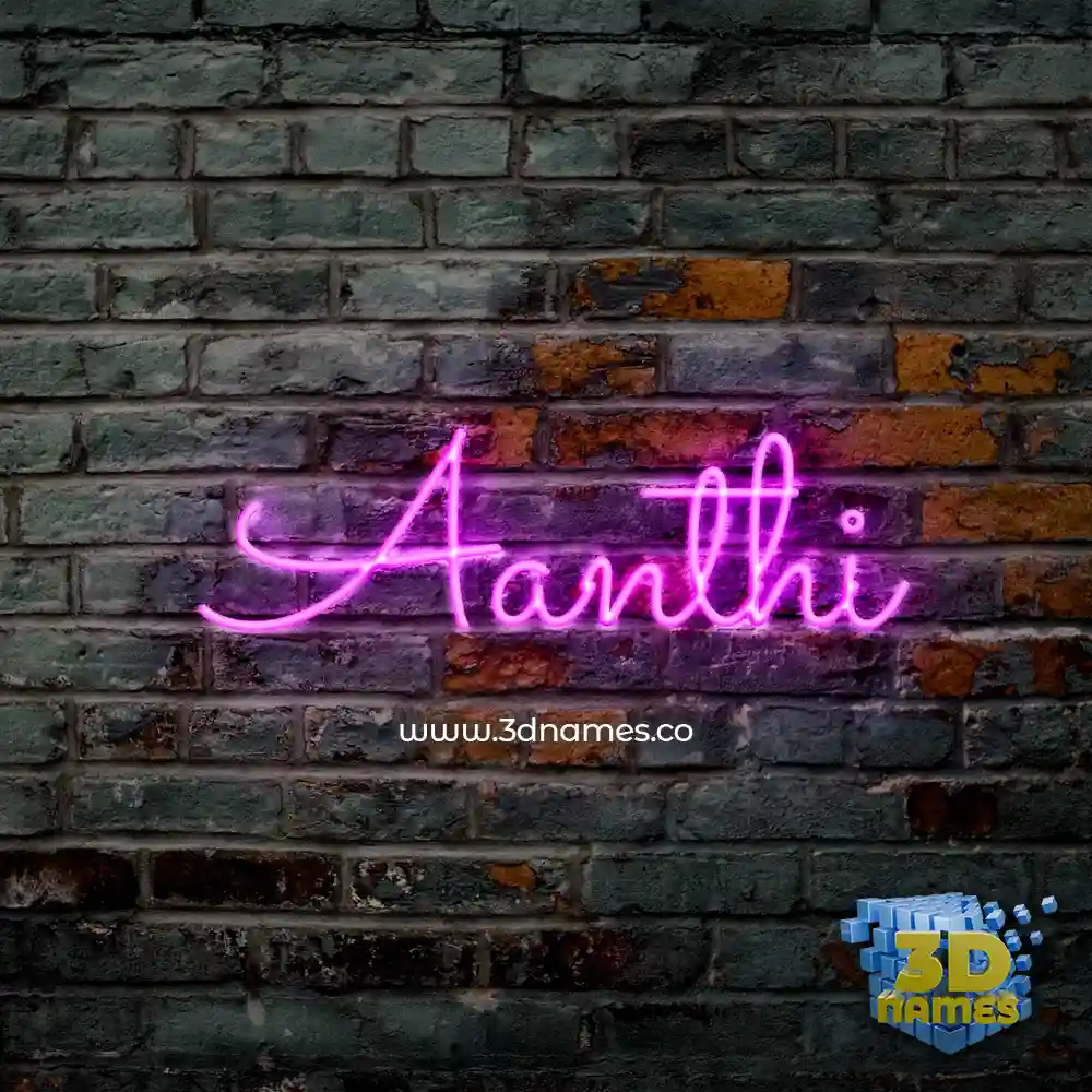aanthi in Pink Neon style - 3D name wallpaper