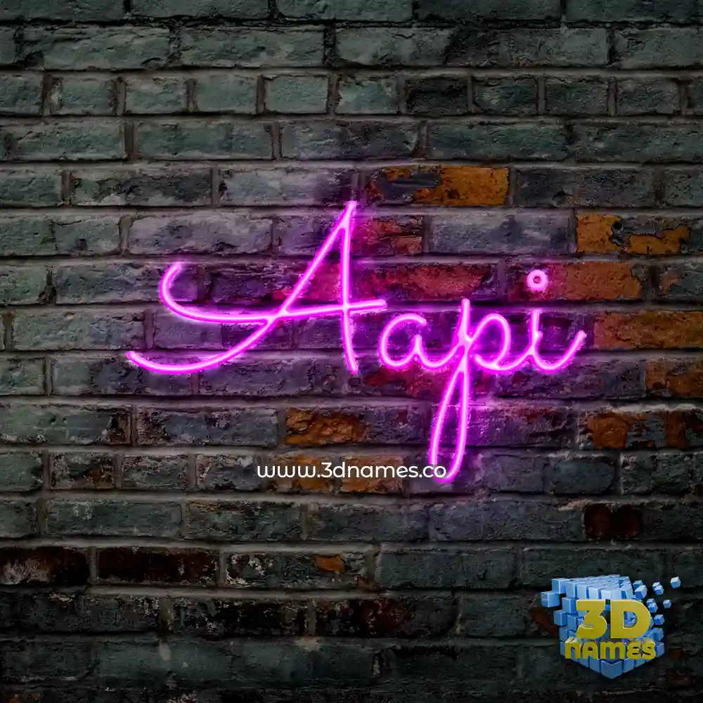 aapi in Pink Neon style - 3D name wallpaper