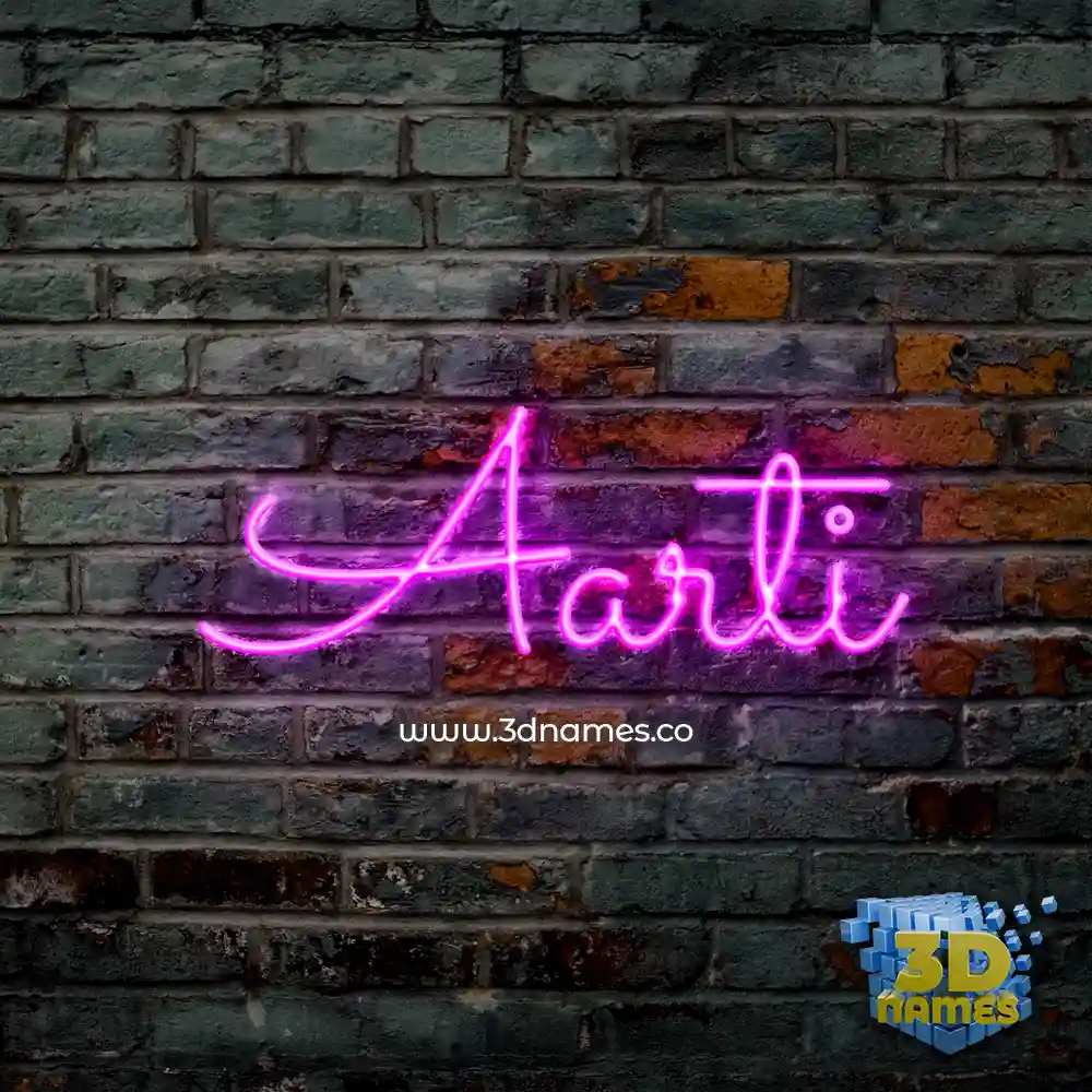 aarti in Pink Neon style - 3D name wallpaper