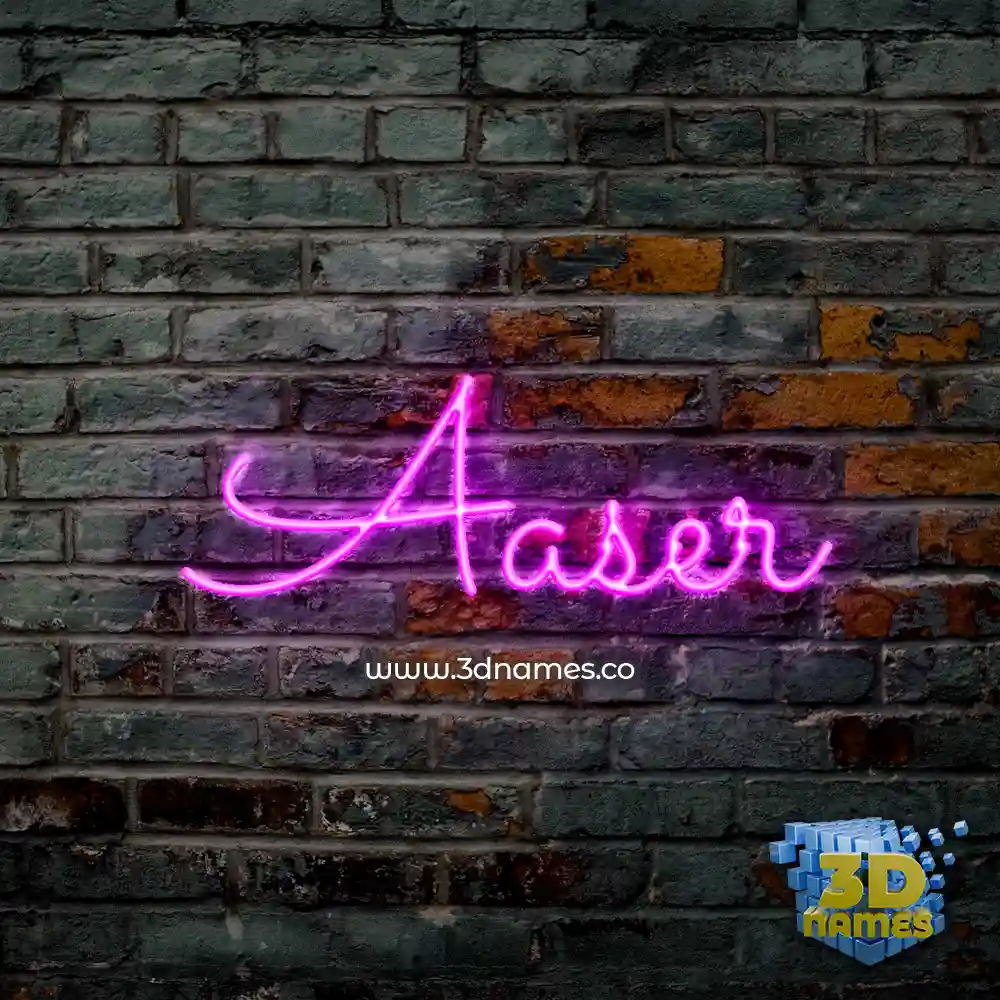 aaser in Pink Neon style - 3D name wallpaper