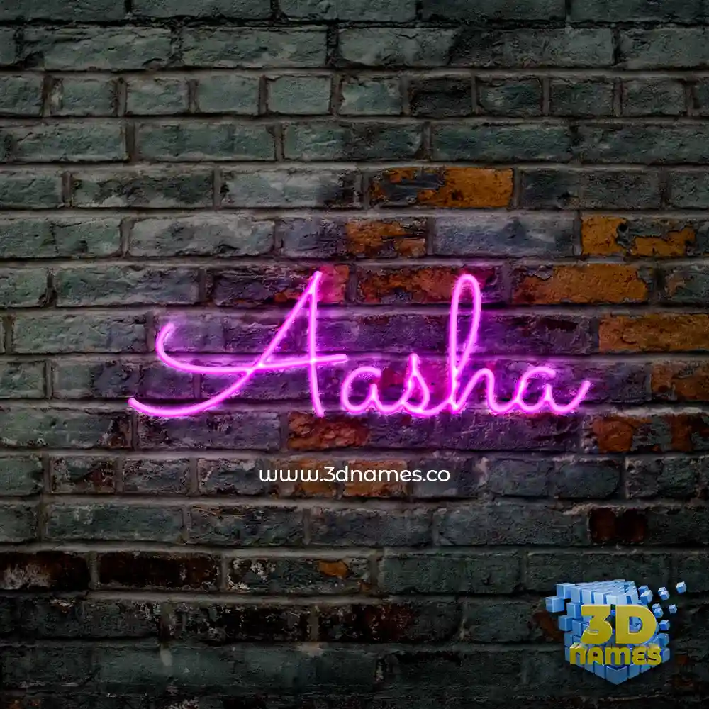 aasha in Pink Neon style - 3D name wallpaper