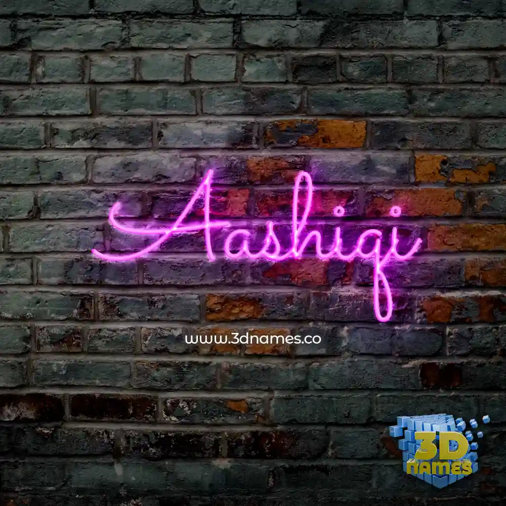 aashiqi in Pink Neon style - 3D name wallpaper