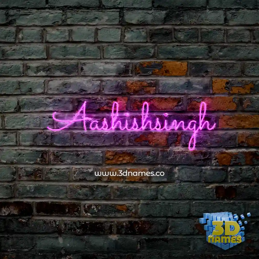 aashishsingh in Pink Neon style - 3D name wallpaper
