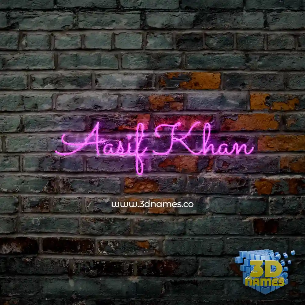 aasif khan in Pink Neon style - 3D name wallpaper