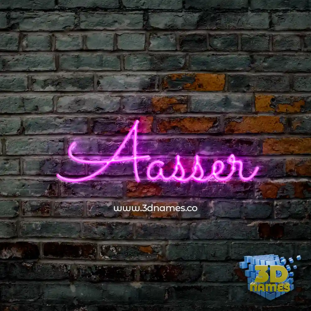 aasser in Pink Neon style - 3D name wallpaper