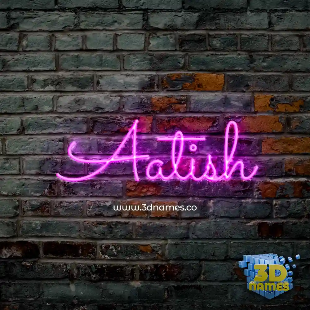 aatish in Pink Neon style - 3D name wallpaper