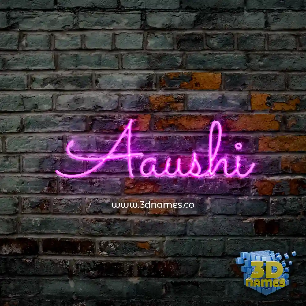 aaushi in Pink Neon style - 3D name wallpaper