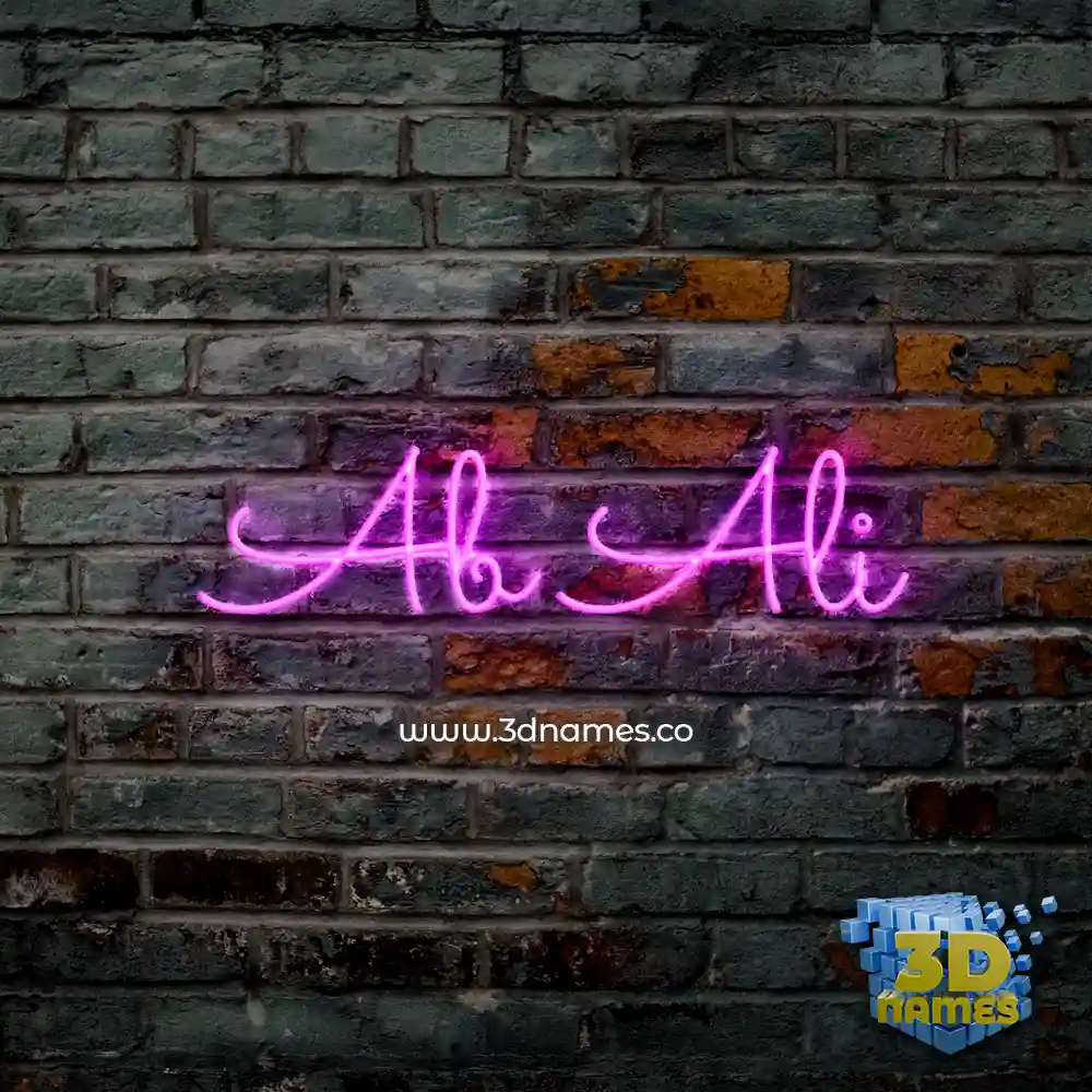 ab ali in Pink Neon style - 3D name wallpaper