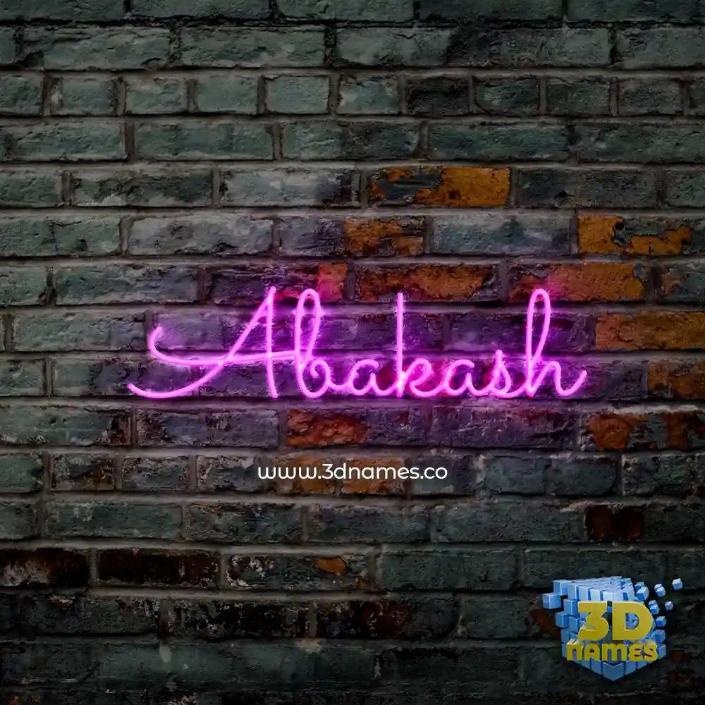 abakash in Pink Neon style - 3D name wallpaper