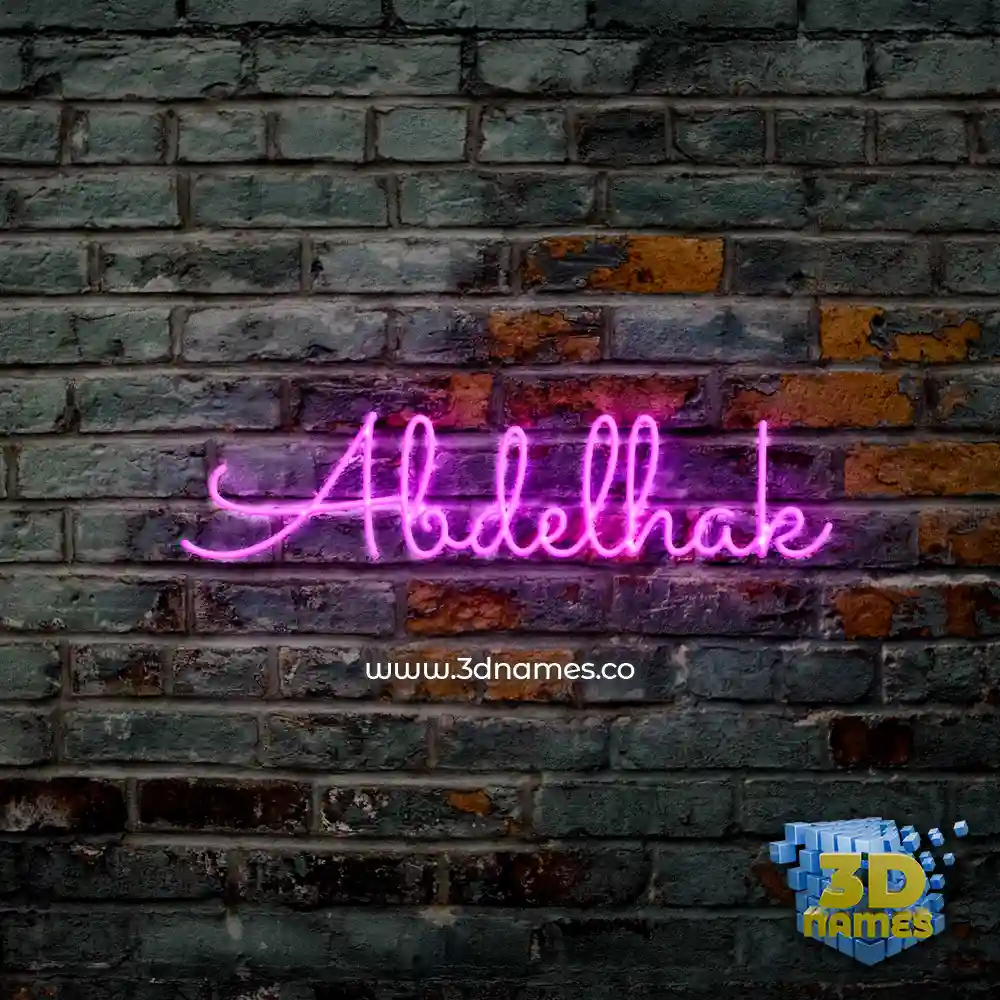 abdelhak in Pink Neon style - 3D name wallpaper