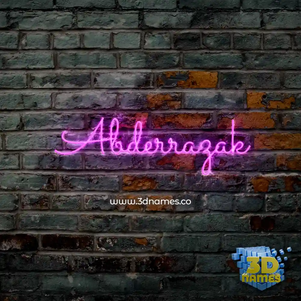 abderrazak in Pink Neon style - 3D name wallpaper