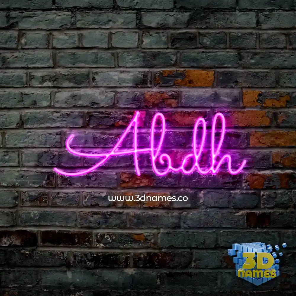abdh in Pink Neon style - 3D name wallpaper