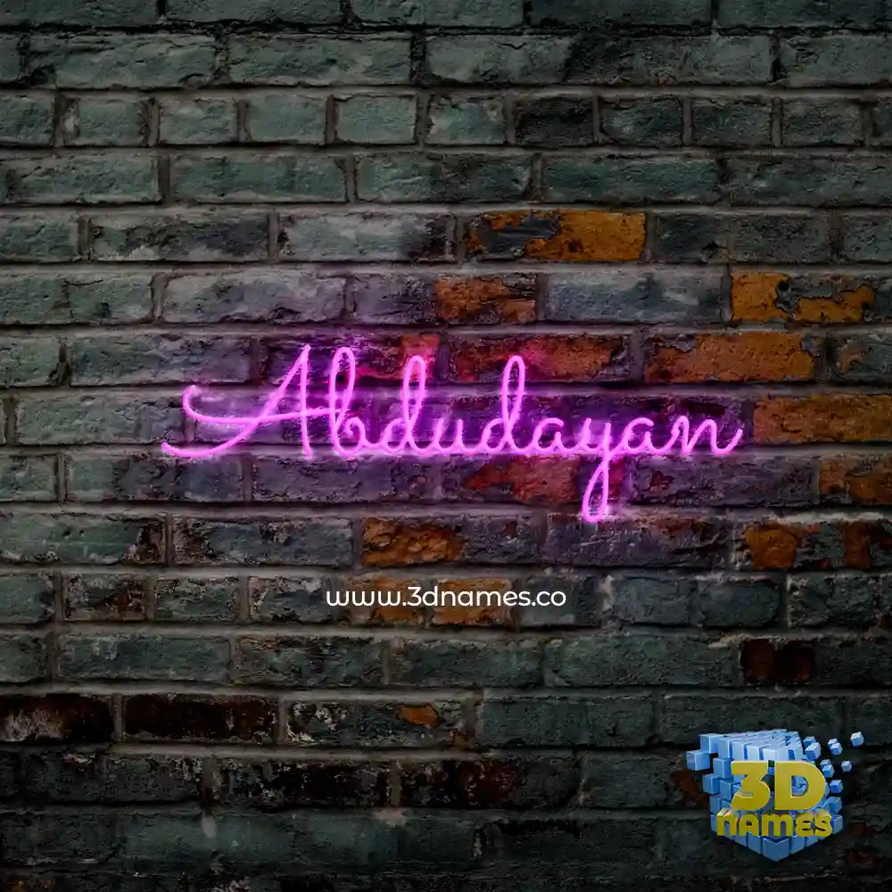 abdudayan in Pink Neon style - 3D name wallpaper