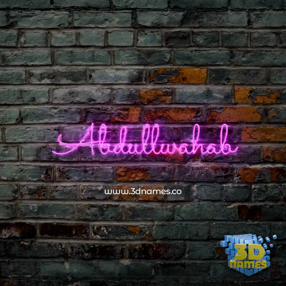 abdullwahab in Pink Neon style - 3D name wallpaper