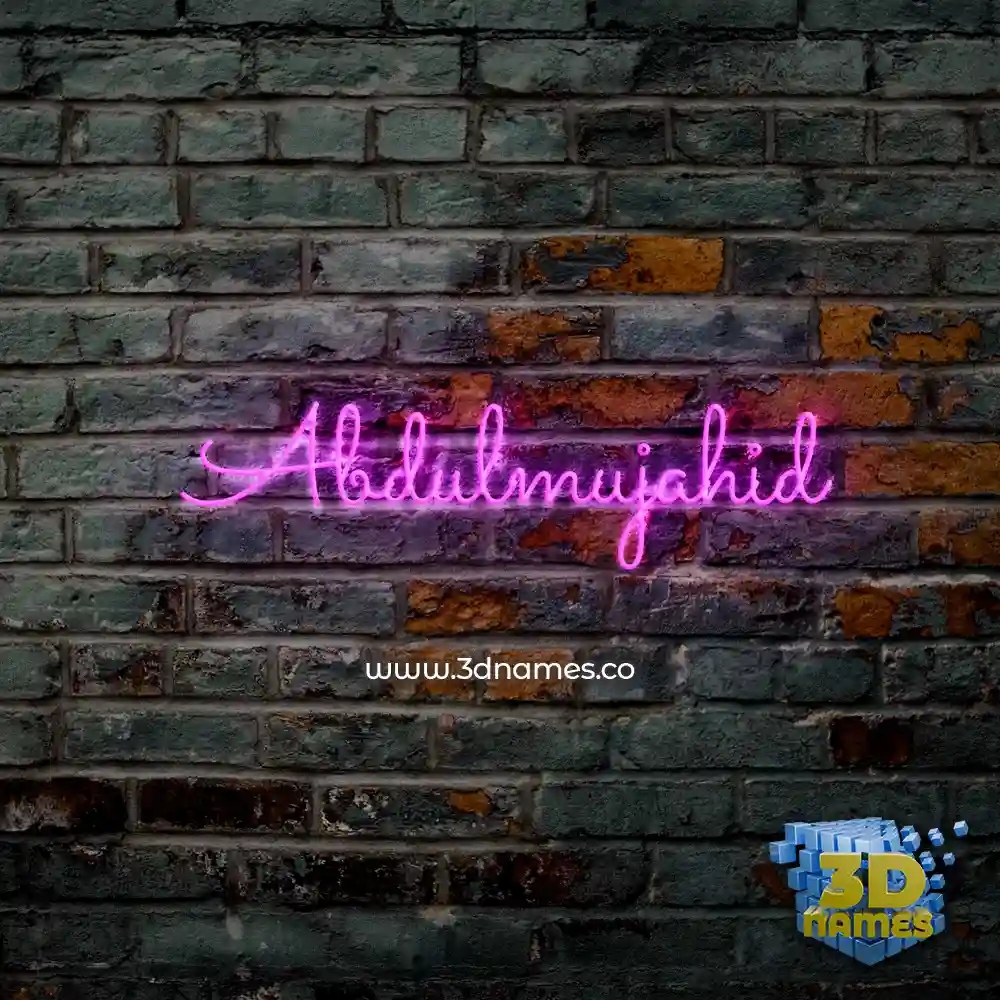 abdulmujahid in Pink Neon style - 3D name wallpaper