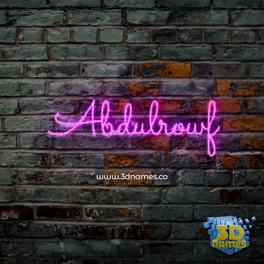 abdulrowf in Pink Neon style - 3D name wallpaper