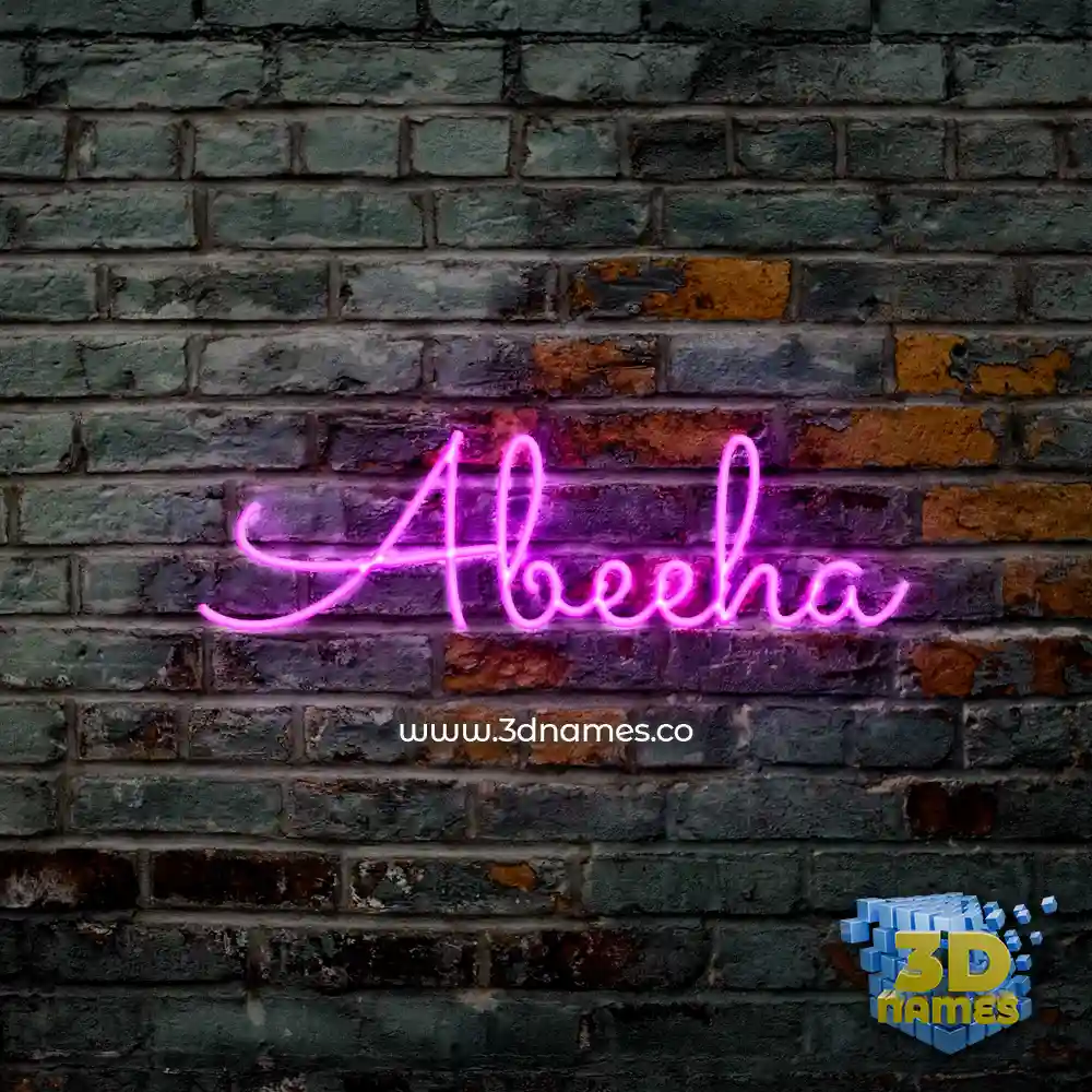 abeeha in Pink Neon style - 3D name wallpaper