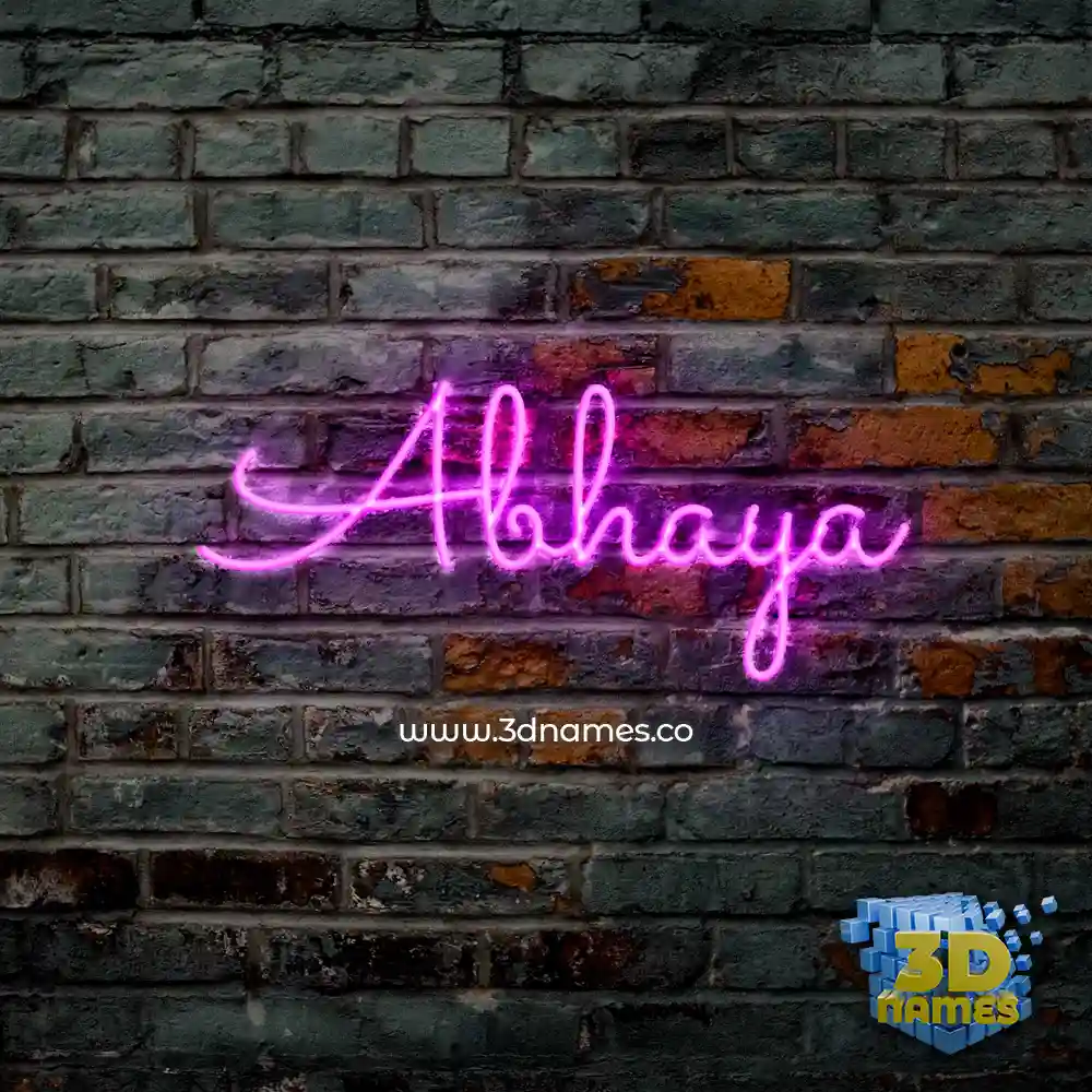 abhaya in Pink Neon style - 3D name wallpaper