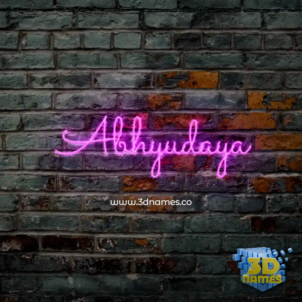abhyudaya in Pink Neon style - 3D name wallpaper