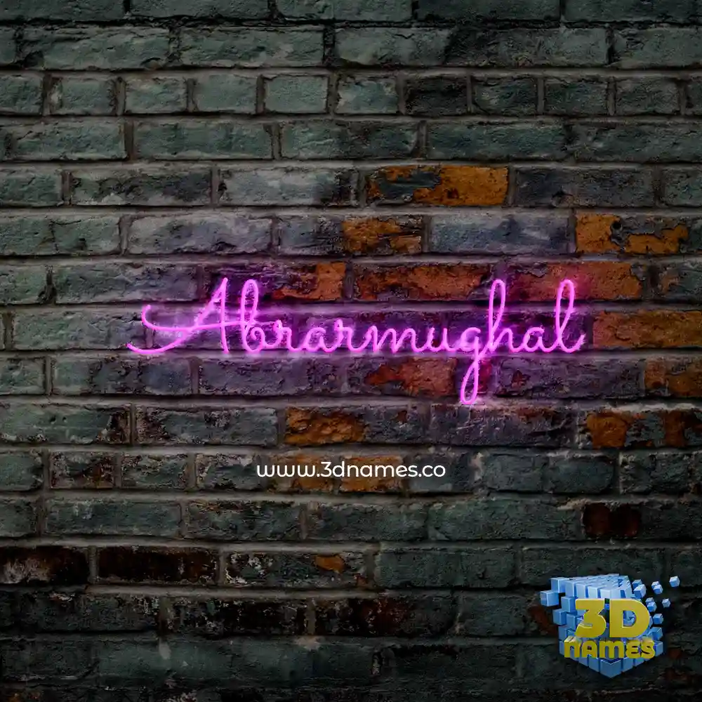 abrarmughal in Pink Neon style - 3D name wallpaper