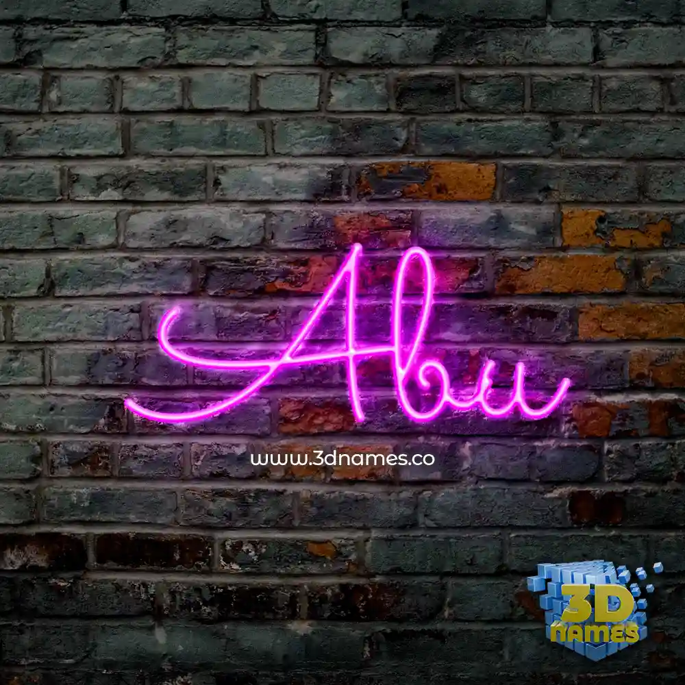abu in Pink Neon style - 3D name wallpaper