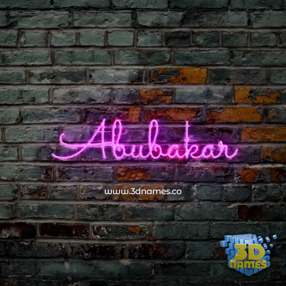 abubakar in Pink Neon style - 3D name wallpaper